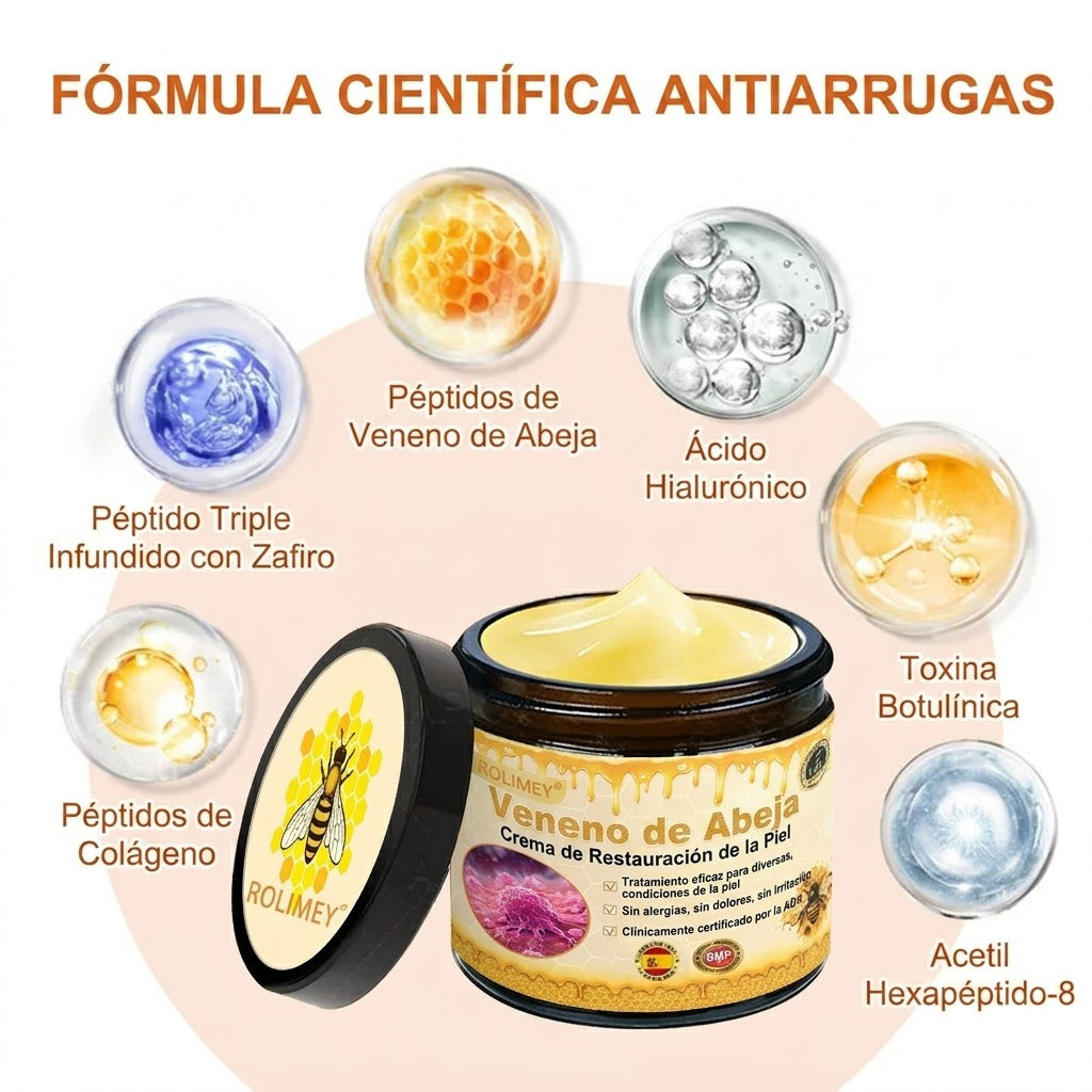 🇪🇸🎁 Hecho y enviado desde España 🎁✨ Crema profesional todo en uno Rolimey® con veneno de abeja 🔥 Último día, 80% de descuento