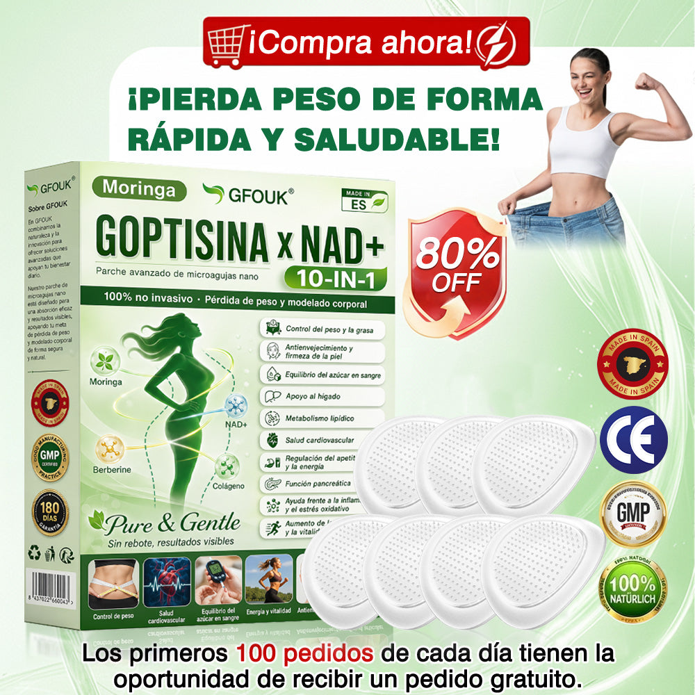 🔥🔥Conforme a la normativa aplicable en España y en la Unión Europea | 🧑‍⚕️ GFOUK® Moringa · Berberina × NAD+ Parche Avanzado de Nanomicroagujas 10 en 1 |  Respaldado por la ciencia | Fórmula 10 en 1 |  Resultados visibles en 7 días ✅