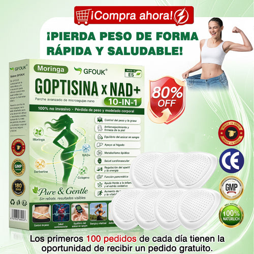 🔥🔥Conforme a la normativa aplicable en España y en la Unión Europea | 🧑‍⚕️ GFOUK® Moringa · Berberina × NAD+ Parche Avanzado de Nanomicroagujas 10 en 1 |  Respaldado por la ciencia | Fórmula 10 en 1 |  Resultados visibles en 7 días ✅