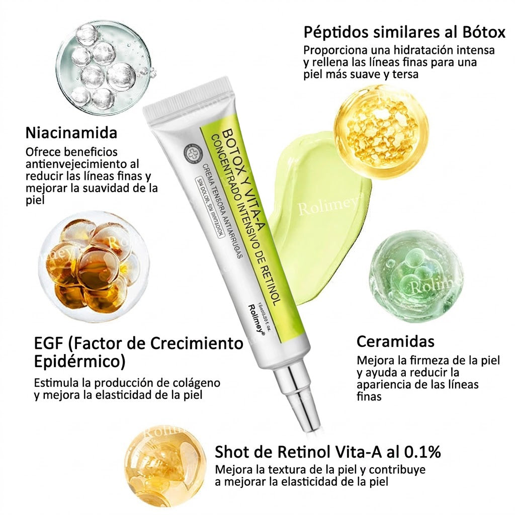 🔥Fabricado y enviado desde España💫Rolimey® Crema Inyectable Reductora de Arrugas y Reafirmante con Botox y Retinol - Último día de promoción, 30% de descuento