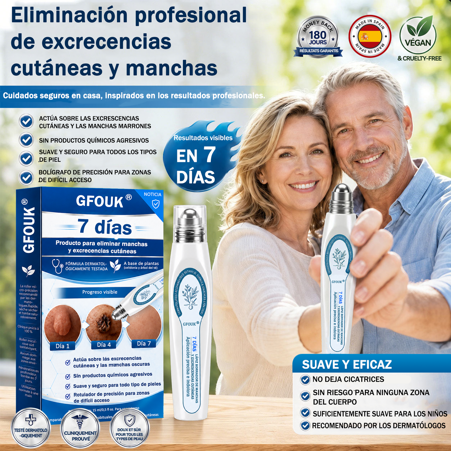 🧑‍⚕️Tienda oficial de la marca | 🖊️GFOUK® Eliminador de manchas y verrugas en 7 días (Cero dolor, cero cicatrices – Roller) 🪴