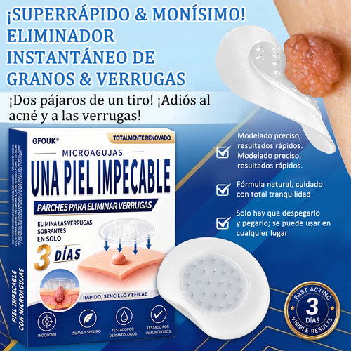 🔥GFOUK® 2026 Parche hidrocoloide de microagujas 2 en 1 versión mejorada | Elimina lunares elevados, acné y verrugas planas | Mejora arrugas, cicatrices e imperfecciones | Parches antiacné invisibles para rostro y cuerpo