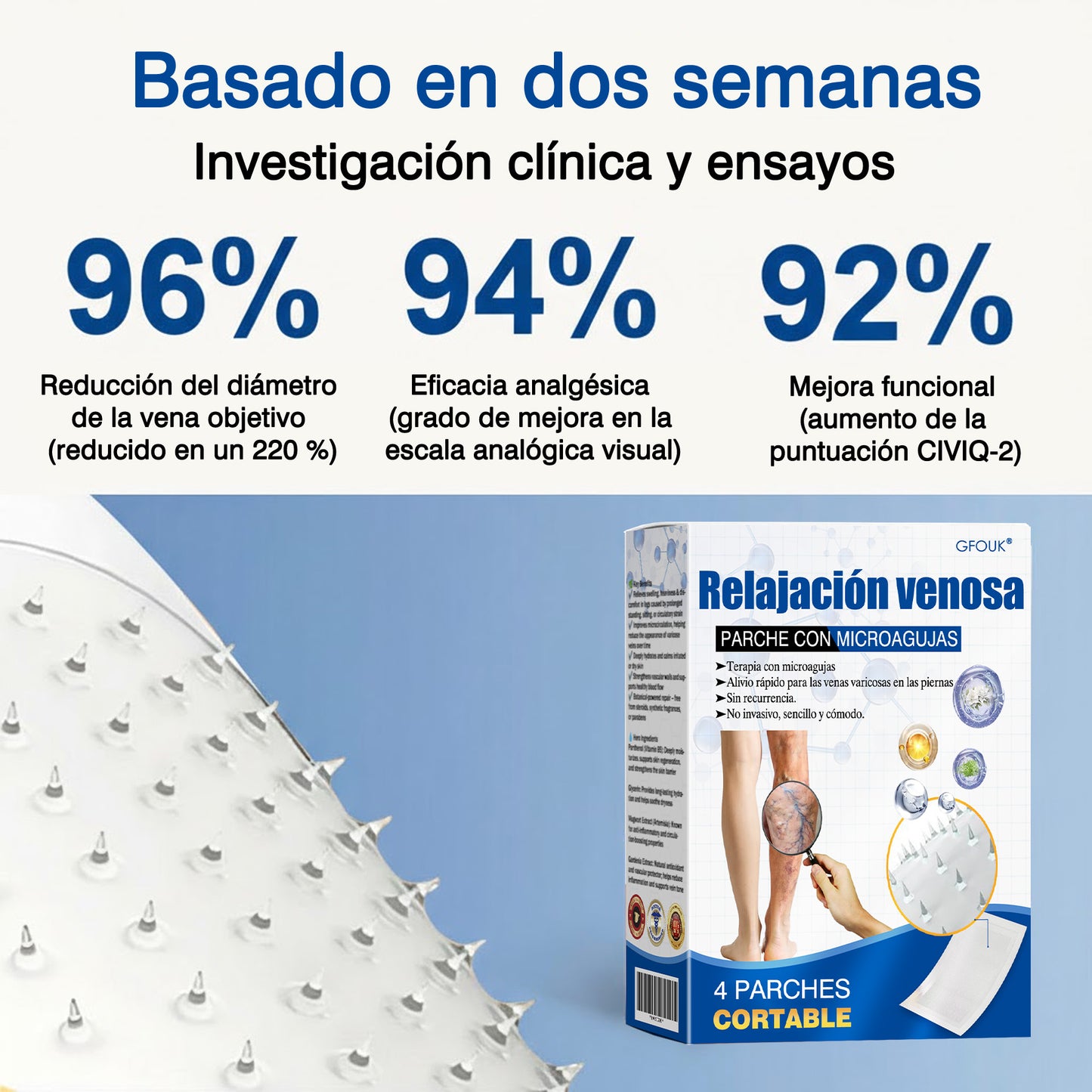 🇪🇸👨‍⚕️✅Parche de microagujas GFOUK® VeinEase para el cuidado de las venas⚡Alivio instantáneo, resultados a largo plazo