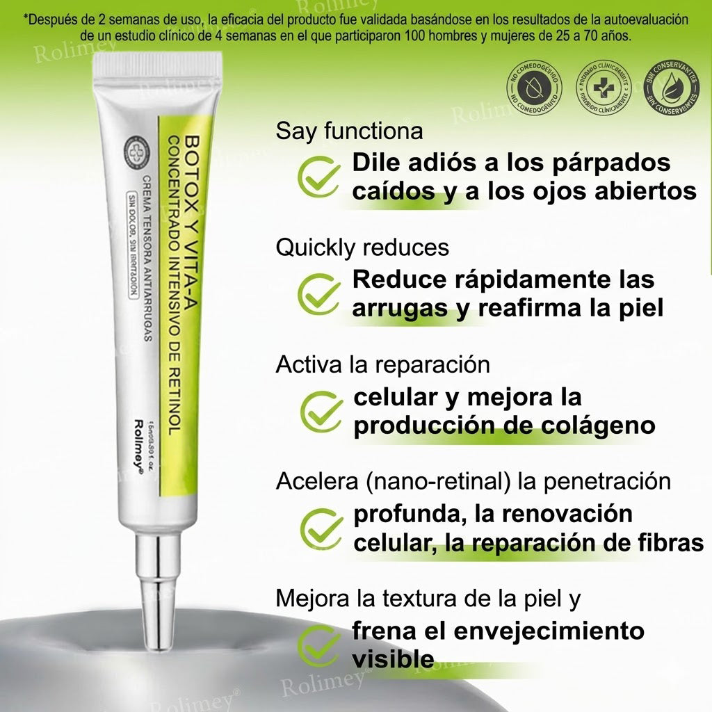 🔥Fabricado y enviado desde España💫Rolimey® Crema Inyectable Reductora de Arrugas y Reafirmante con Botox y Retinol - Último día de promoción, 30% de descuento