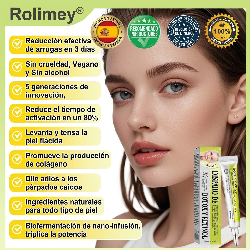 🔥Fabricado y enviado desde España💫Rolimey® Crema Inyectable Reductora de Arrugas y Reafirmante con Botox y Retinol - Último día de promoción, 30% de descuento
